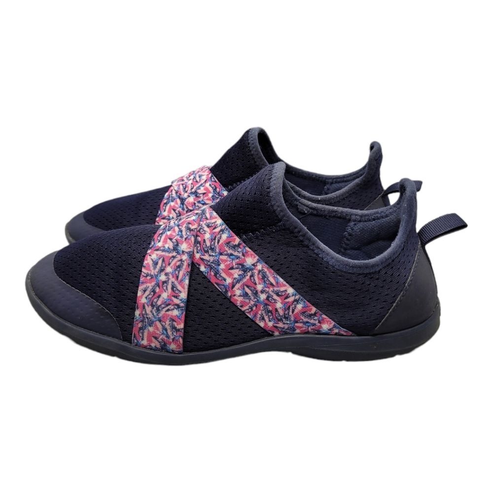Crocs Womens Swiftwater Cross-Strap W Flat Navy Blue Jean Pink Pull On Shoes 9